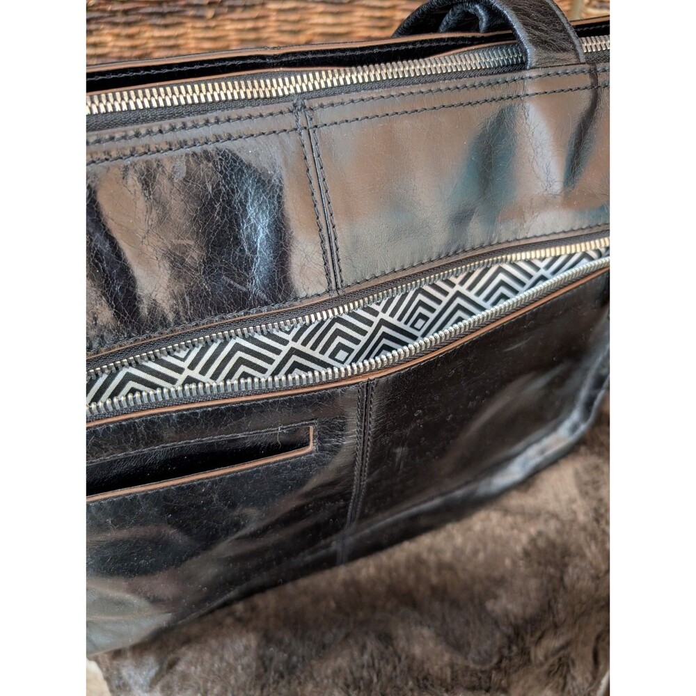 Hobo International Morena Black Leather Shoulder Bag Laptop Tote Y2K Minimalist - Picture 11 of 16